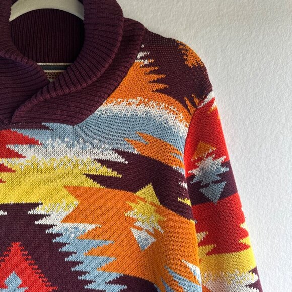 Sun Stone Mens Sweater Small Ranger Aztec Western Turtle Neck Knit Tribal Boho - Picture 3 of 14
